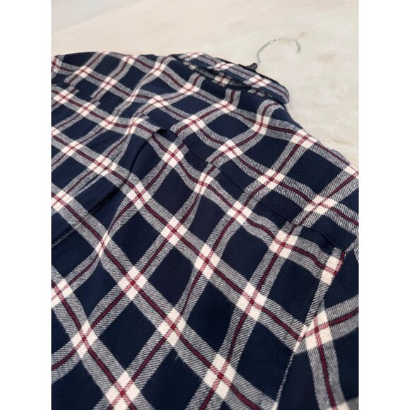 New Report Collection Men's Size S Navy & White Plaid Button-Up Flannel Shirt - Picture 7 of 12
